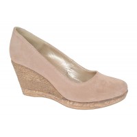 Pantofi dama casual din piele naturala intoarsa bej, platforme de 7 cm - MARA P3550VB
